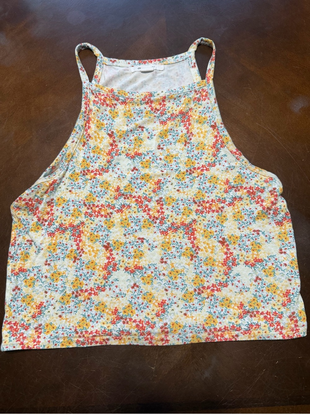 O'Neill Floral High-Neck Tank Top - Yellow, Red, White